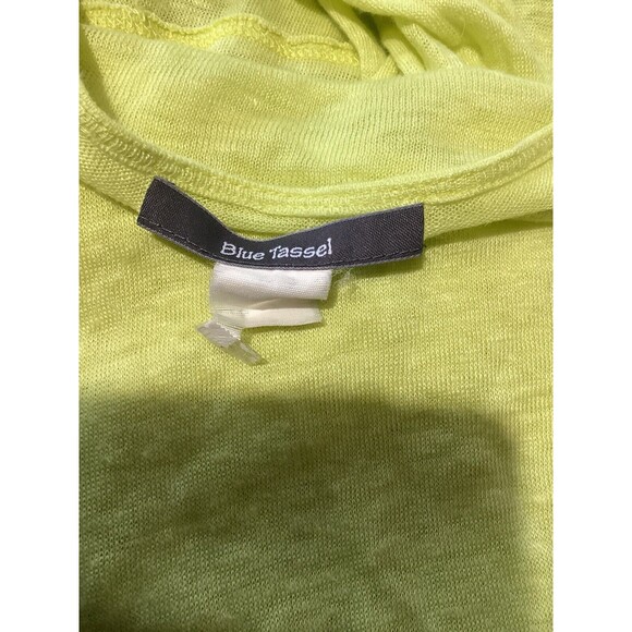 Blue Tassel Anthropologie Pura Tunic Long Sleeve Yellow 100% Linen M - Picture 5 of 6